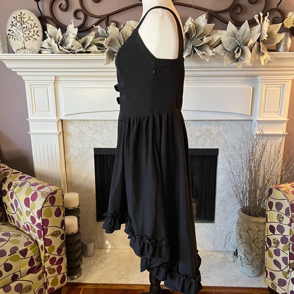Vintage Ruffle Dress w/ Hi-Lo Hem Goth Steampunk Dress, Black, Size Small, NWOT - Picture 10 of 16